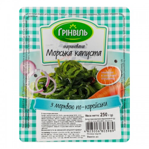 МОРСКАЯ КАПУСТА МАРИНОВАННАЯ ПО-КОРЕЙСКИ ГРИНВИЛЛ 250 Г